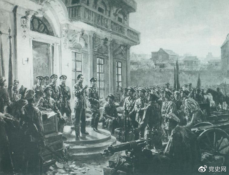 1927年8月1日，南昌起義爆發(fā),標志著中國共產(chǎn)黨獨立領導革命戰(zhàn)爭、創(chuàng)建人民軍隊和武裝奪取政權(quán)的開端，開啟了中國革命新紀元。這是《八一起義》油畫。